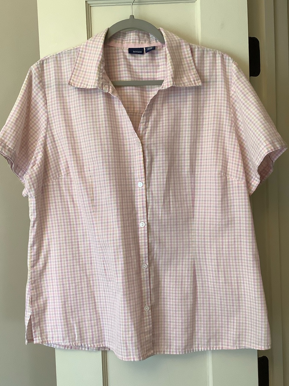 Basic Editions Pink and White Gingham Button-Up Shirt